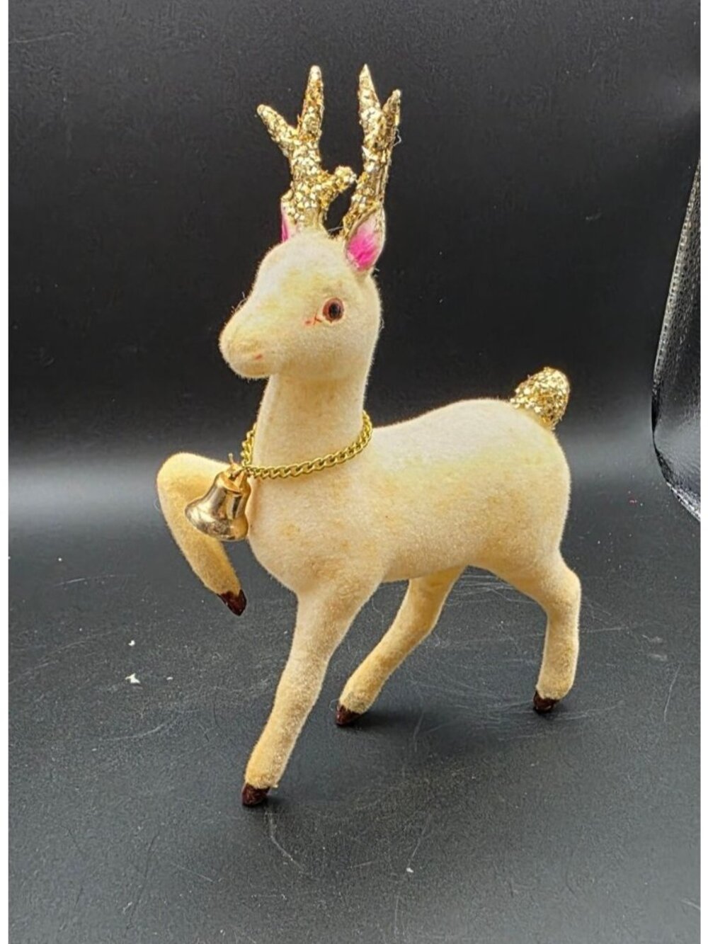 Vintage MCM Flocked Reindeer Deer Figurine Glitter Antlers Retro Christmas Decor